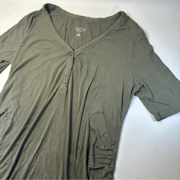 Ingrid and Isabel Maternity Button Shirt Womens Top XXL Olive Ribbed Stretch - Picture 11 of 12